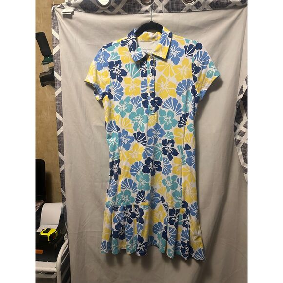 NWOT J. McLaughlin Woman's Dorte Dress Multi Hibiscus Print Size Small UPF 50+ - Picture 1 of 6